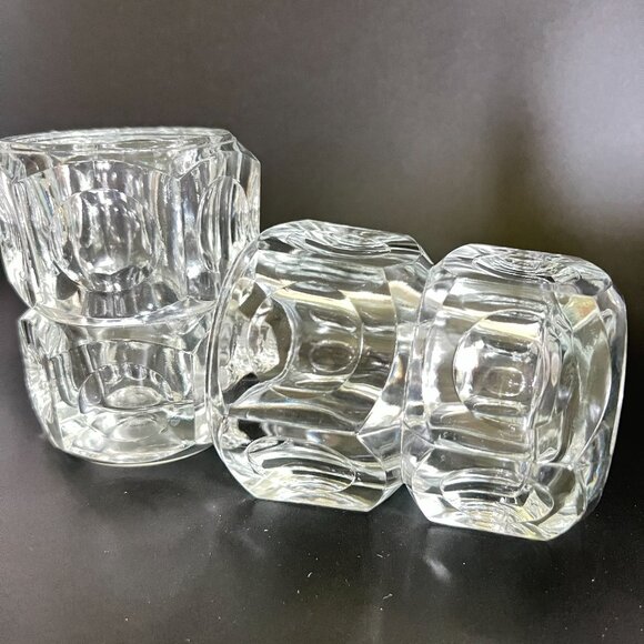 Elements 2 Czech Crystal Votive Candle Holders Bohemian Mid Century Modern - Picture 3 of 10